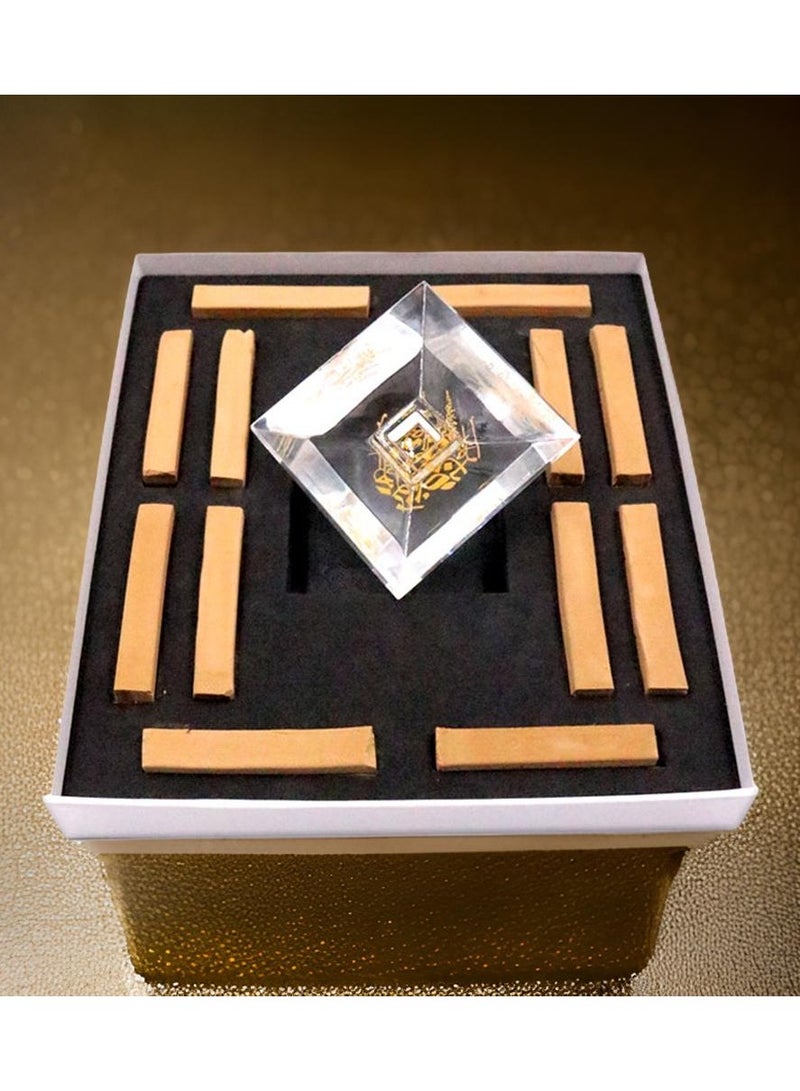 Bakhoor BoSidin Bakhoor Incense Luxury Gift Box, 12 pieces Cambodian Square Oud Sticks with Elegant Crystal Incense Holder Premium Agarwood Fragrance - Image 4