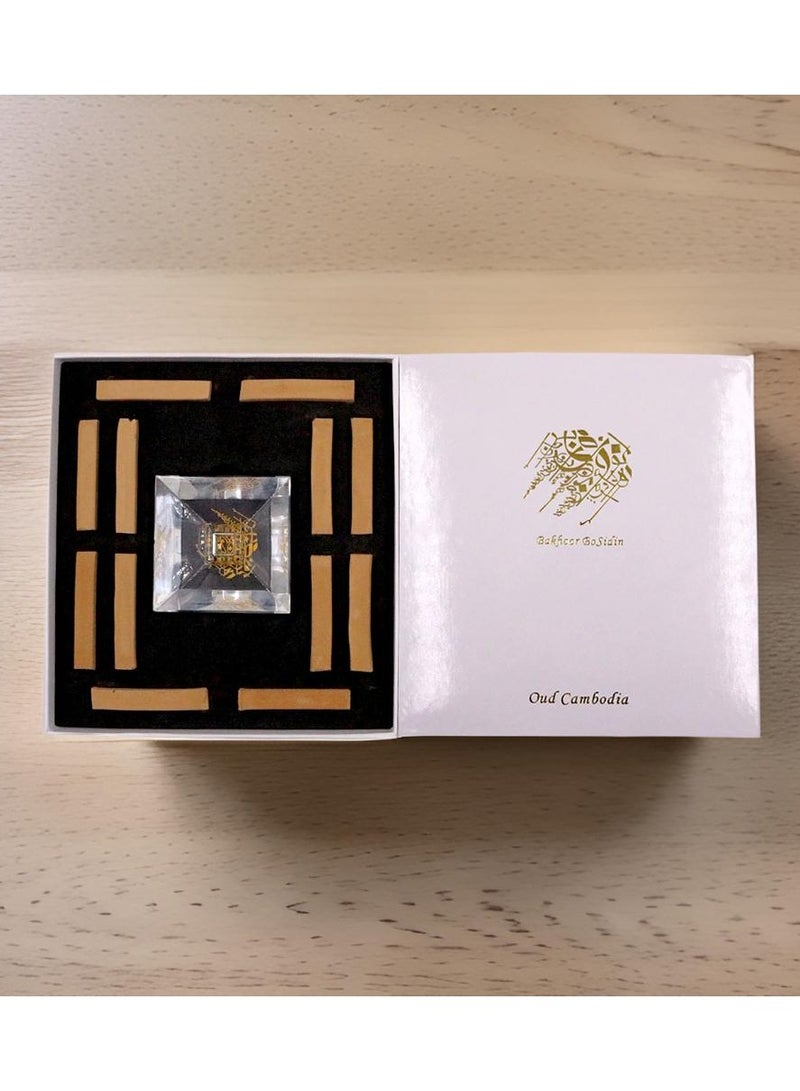 Bakhoor BoSidin Bakhoor Incense Luxury Gift Box, 12 pieces Cambodian Square Oud Sticks with Elegant Crystal Incense Holder Premium Agarwood Fragrance - Image 2
