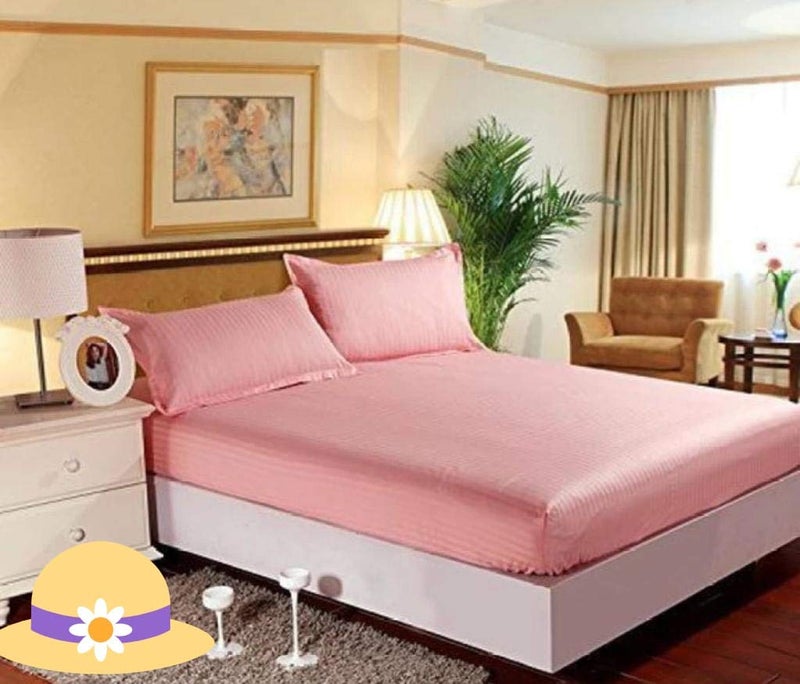 MORADO Linen 100% Cotton 210 TC King Bed Size Bedsheet with 2 Pillow Covers (100x108 inch, Light Pink) - Image 1