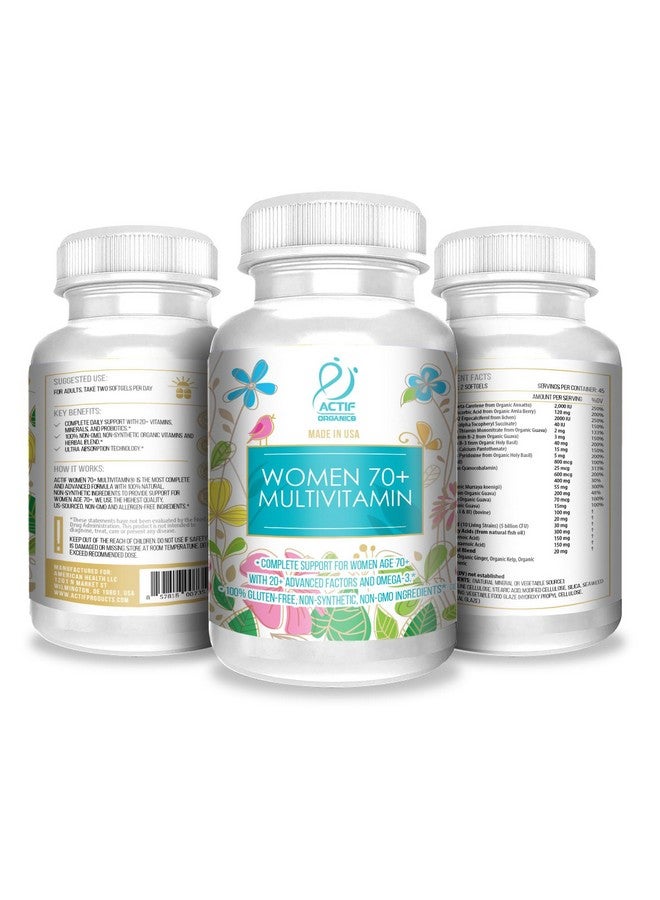 ACTIF Organic Multivitamin for Women Age 70+ with 20+ Advanced Factors and Omega-3, Non-GMO, Made in USA, 90 Count - Image 4
