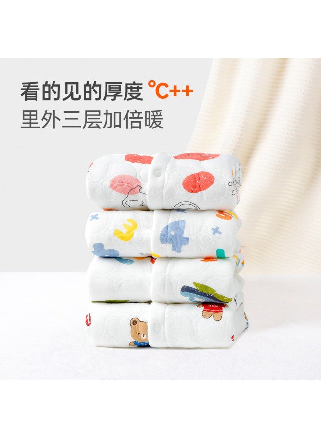 YISHUANGER Men's And Women's Baby Autumn And Winter Warm Top, Children's Three-layer Cotton-padded Cardigan Jacket, Thickened Infant Clothing - Image 3