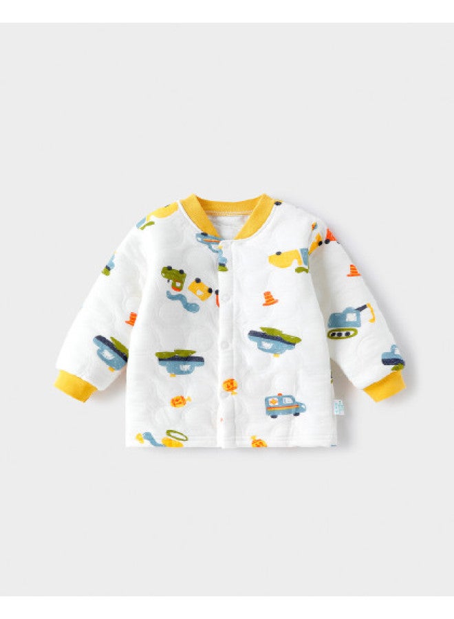 YISHUANGER Men's And Women's Baby Autumn And Winter Warm Top, Children's Three-layer Cotton-padded Cardigan Jacket, Thickened Infant Clothing - Image 1