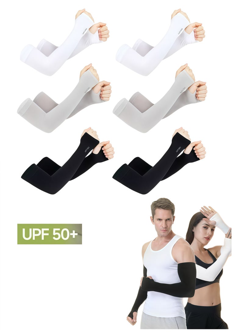 Lets slim 6pairs UV Sun Protection Arm Sleeves, UPF 50 Sports Cooling Arm Compression Sleeves for Men Women Teenager - Image 1
