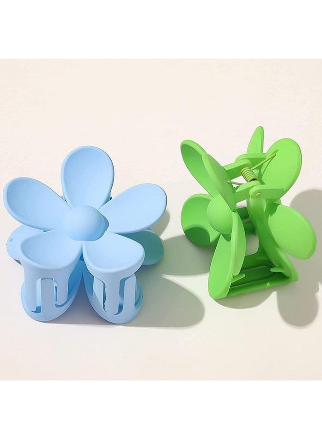 Kalaneet 6 Pcs Floral Hair Claw Frosted Matte Thick Color Hair Clip For Women & Girls| Cute Flower Shape Hair Grip Medium Large Jumbo Sized Hair Clutcher (Medium) (Beauty Multi 124) - Image 2