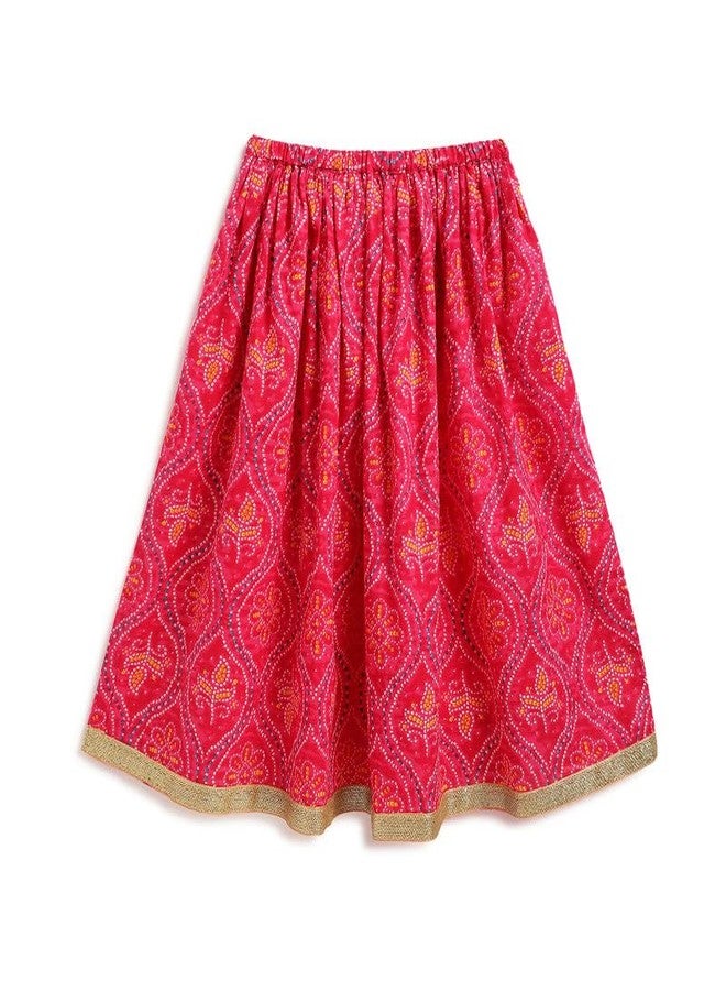 Campana Girls Papiha Pure Cotton Lehenga Choli set | Traditional Ethnic Dress - Yellow & Magenta, CK29335_18-24M - Image 4