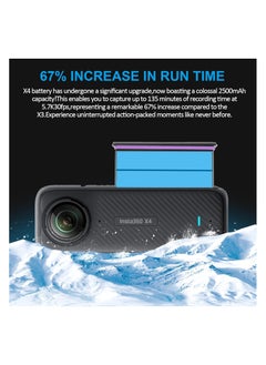 SYOSI بطارية بديلة لكاميرا Action Camera X4، 2500 مللي أمبير، عبوتان ومجموعة شاحن X4 السريع الثلاثية، متوافقة مع كاميرا Insta360 X4، محور شاحن البطارية متوافق مع بطارية Insta360 X4 للشحن السريع  - Image 4