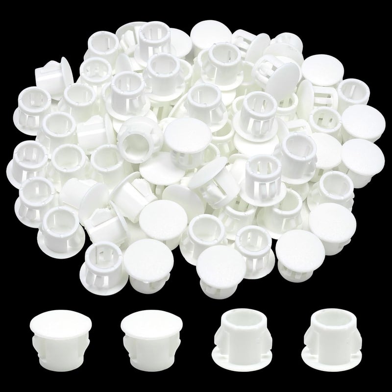 BOPOREAE 3/8 In/10 mm Plastic Hole Plugs, White Screw Hole Cover Flush Type Snap in Locking Panel Tube Plug Knockout Seal Steel Furniture Cabinet Fencing Post Pipe Insert End Caps, 60PCS - Image 1
