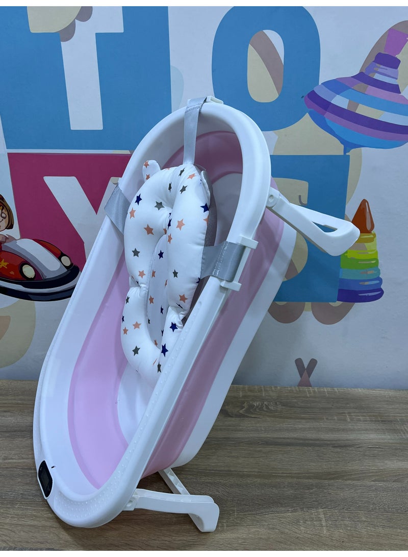 Foldable Silicone Baby Bath Tub with Cushion & Built-in Thermometer – Space-Saving, Non-Slip, Easy to Clean – 70×40×20 cm - Image 3