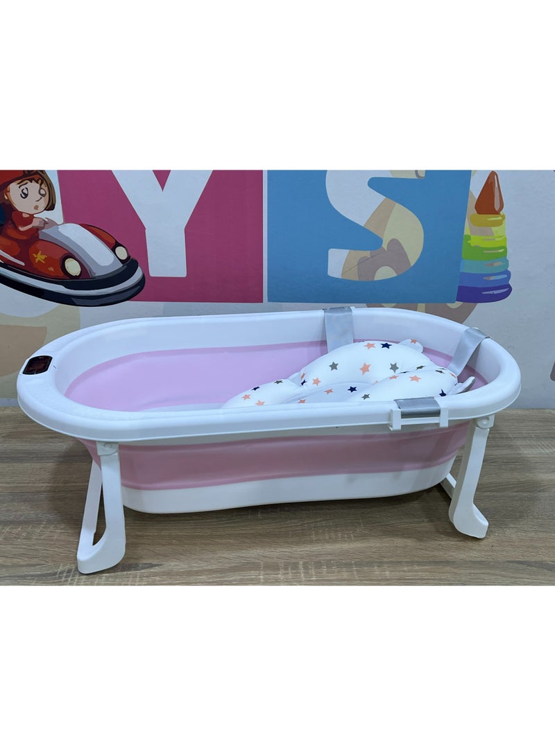 Foldable Silicone Baby Bath Tub with Cushion & Built-in Thermometer – Space-Saving, Non-Slip, Easy to Clean – 70×40×20 cm - Image 4
