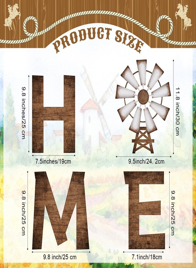 جونكين لوحة خشبية ريفية من جانكين، مكونة من 4 قطع، مزينة بطاحونة هوائية، تُضفي لمسة غربية على ديكور المنزل الريفي، وتُعلق عليها حروف رعاة البقر، لتكون مناسبة للمدخل وغرفة المعيشة والمطبخ. - Image 2