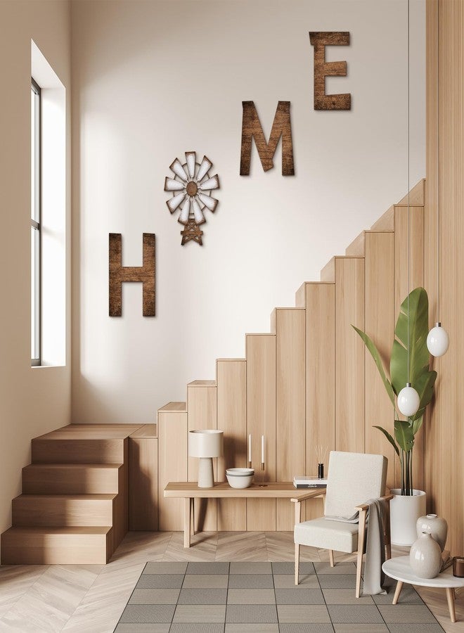 جونكين لوحة خشبية ريفية من جانكين، مكونة من 4 قطع، مزينة بطاحونة هوائية، تُضفي لمسة غربية على ديكور المنزل الريفي، وتُعلق عليها حروف رعاة البقر، لتكون مناسبة للمدخل وغرفة المعيشة والمطبخ. - Image 5