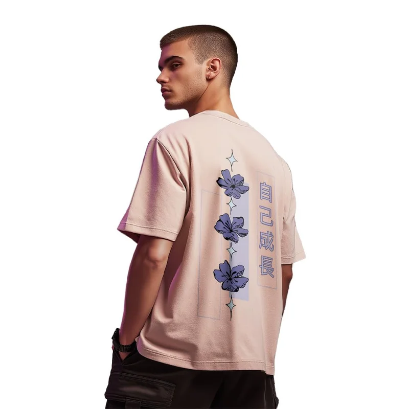 نوبيرو تيشيرت قطني مطبوع كبير الحجم للرجال