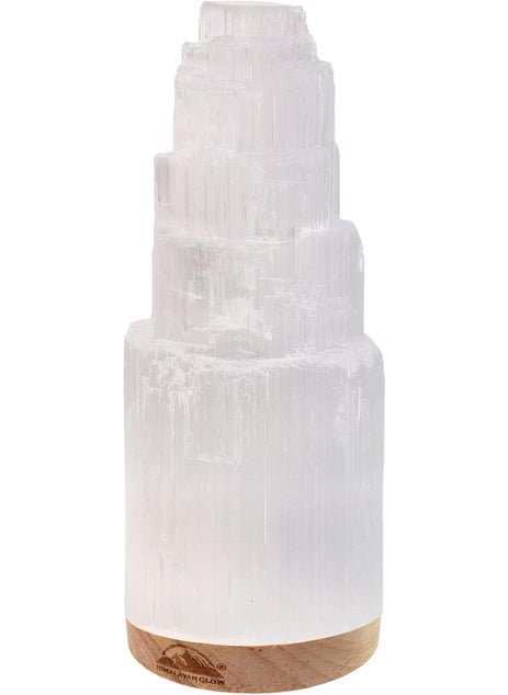 Himalayan Glow Himalayan Glow WBM Selenite Crystal Lamp 20cm, Moroccan Skyscraper Lamp, Crystals and Healing Stones for Healing and Meditation 