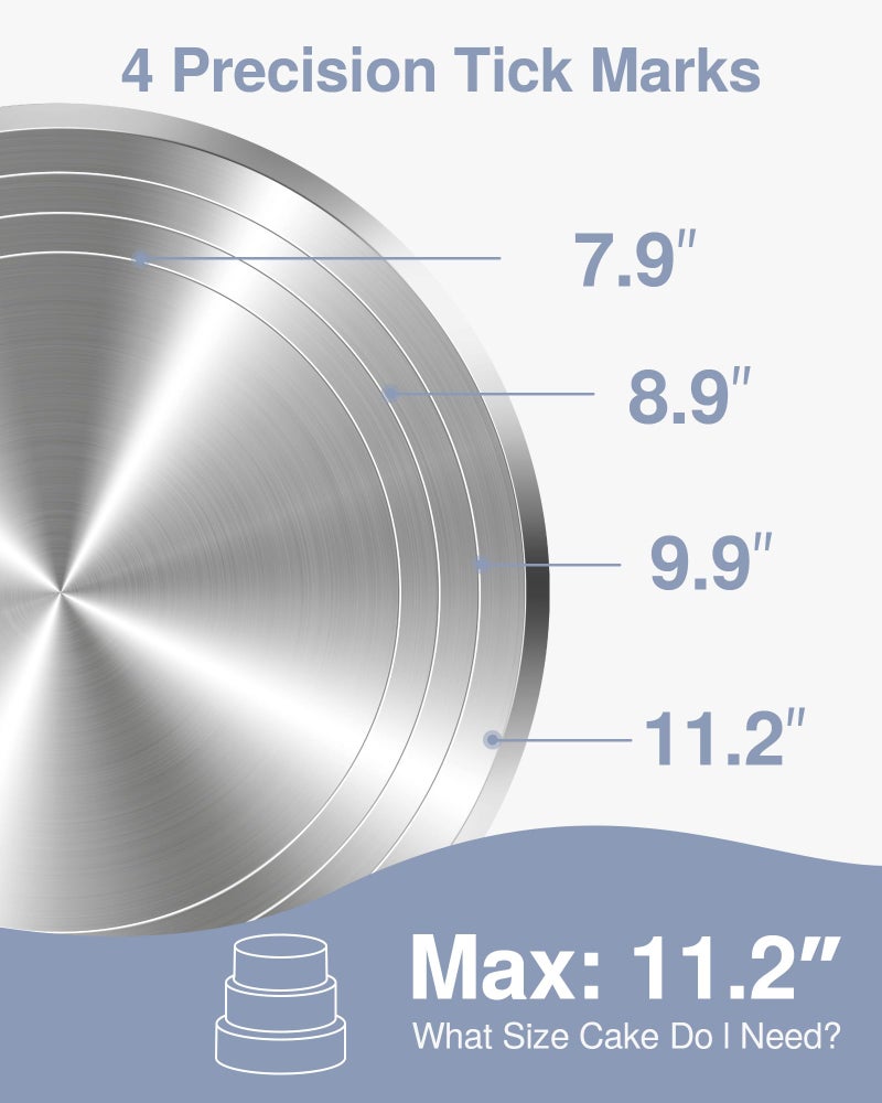 Puroma Aluminium Alloy Rotating Cake Turntable 12'' Revolving Cake Stand with Non-slip Silicone Bottom, Ideal Cake Decorating Supply for Cake Decorations, Pastries and Cupcakes - Image 5