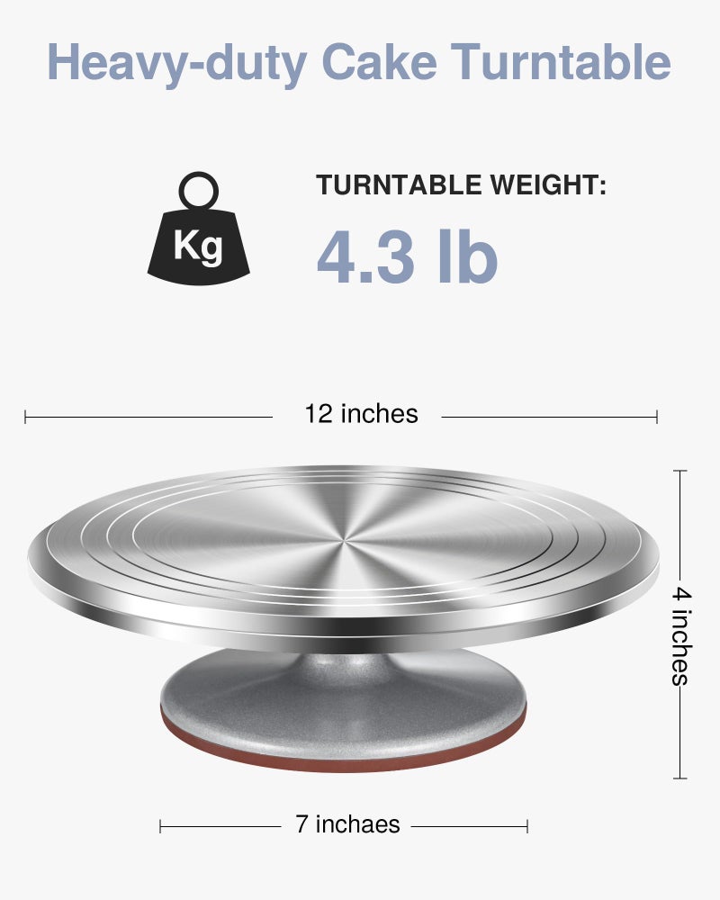 Puroma Aluminium Alloy Rotating Cake Turntable 12'' Revolving Cake Stand with Non-slip Silicone Bottom, Ideal Cake Decorating Supply for Cake Decorations, Pastries and Cupcakes - Image 2
