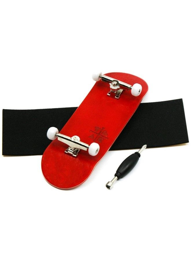 Teak Tuning - Prolific Complete Fingerboard Pro Board Shape And Size Bearing Wheels And Trucks 32Mm X 97Mm Handmade Wooden Board The Crimson Classic Edition - Image 1