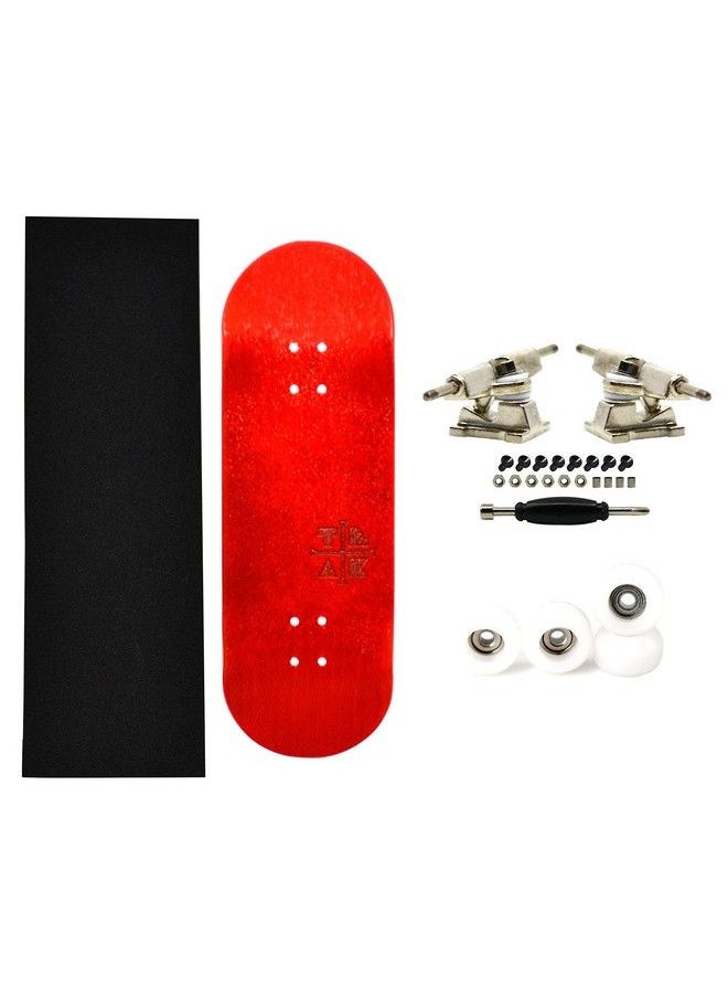 Teak Tuning - Prolific Complete Fingerboard Pro Board Shape And Size Bearing Wheels And Trucks 32Mm X 97Mm Handmade Wooden Board The Crimson Classic Edition - Image 1