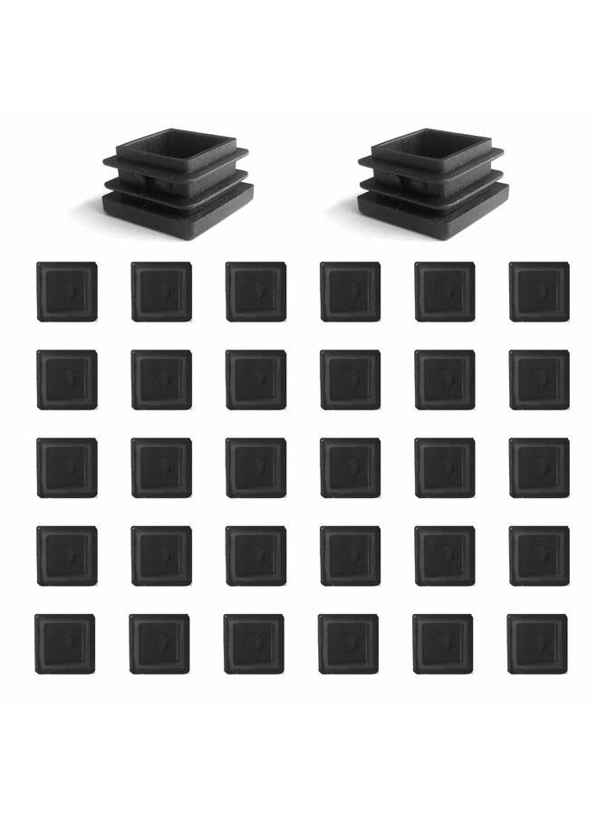 Youu 25x25mm Square Plastic Plug Black Furniture Chair Leg Foot Cover Cap Tubing Inserts End Cap Black 30 Pcs - Image 1