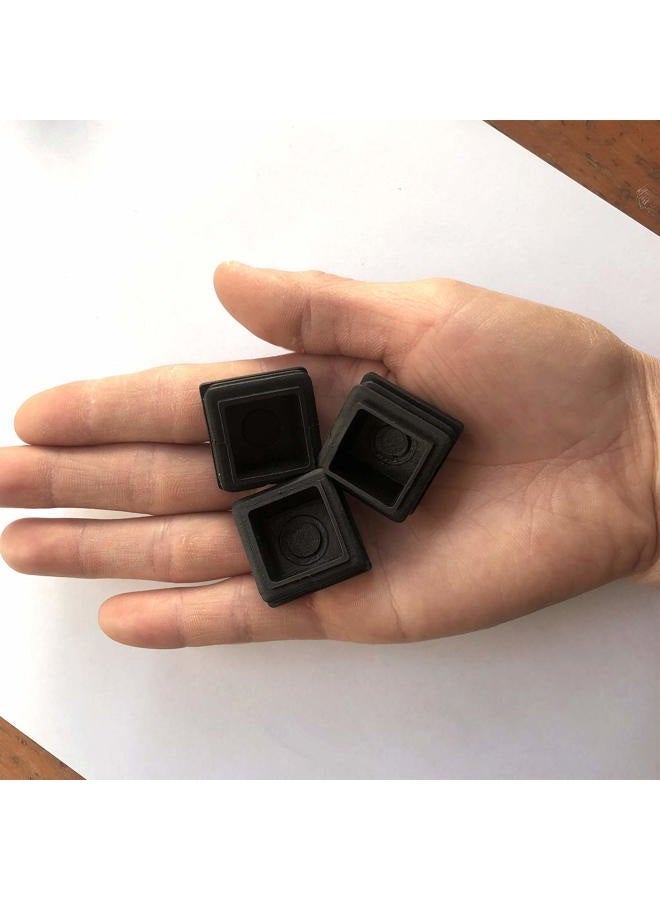 Youu 25x25mm Square Plastic Plug Black Furniture Chair Leg Foot Cover Cap Tubing Inserts End Cap Black 30 Pcs - Image 4