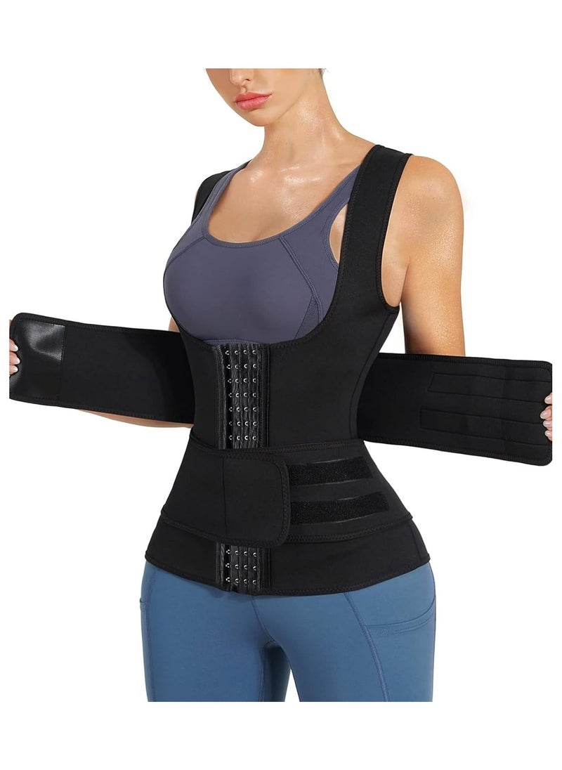 Pretocter - Sauna Sweat Vest Workout Sweat for Women and Men,Waist Trainer Trimmer for Loss Weight - Image 1