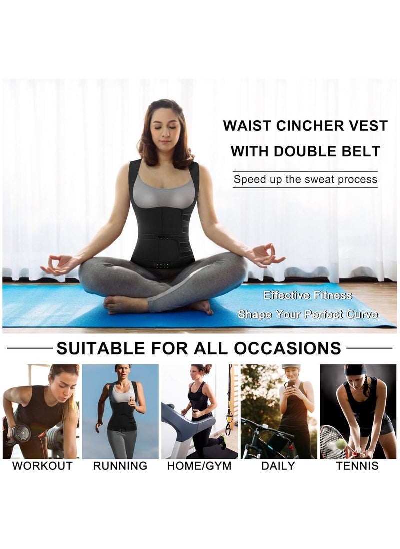 Pretocter - Sauna Sweat Vest Workout Sweat for Women and Men,Waist Trainer Trimmer for Loss Weight - Image 1