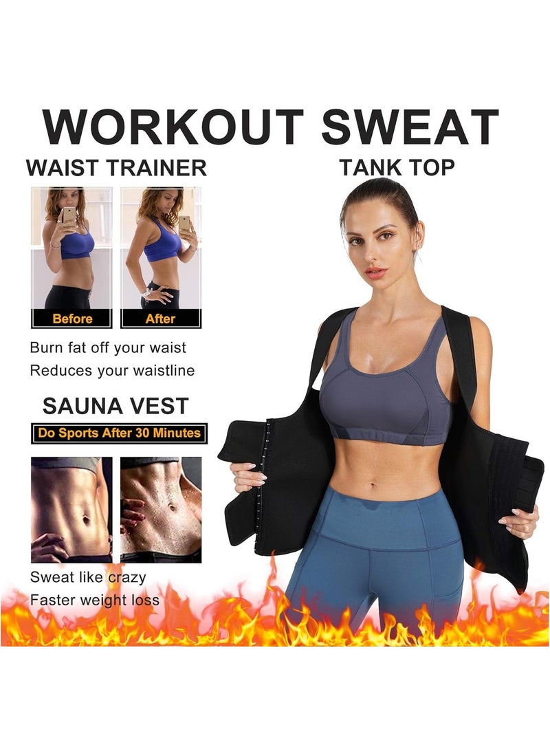 Pretocter - Sauna Sweat Vest Workout Sweat for Women and Men,Waist Trainer Trimmer for Loss Weight - Image 1