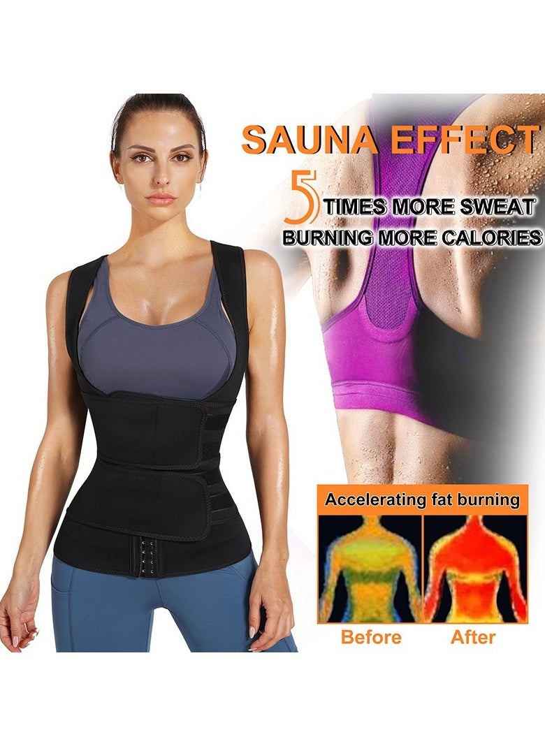 Pretocter - Sauna Sweat Vest Workout Sweat for Women and Men,Waist Trainer Trimmer for Loss Weight - Image 1