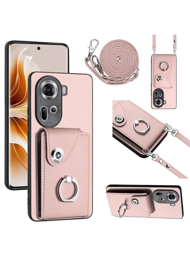 إيروريكس جراب لهاتف OPPO Reno11 Global مع حامل بطاقات وحلقة وحقيبة هاتف مع حبل طويل - Image 1