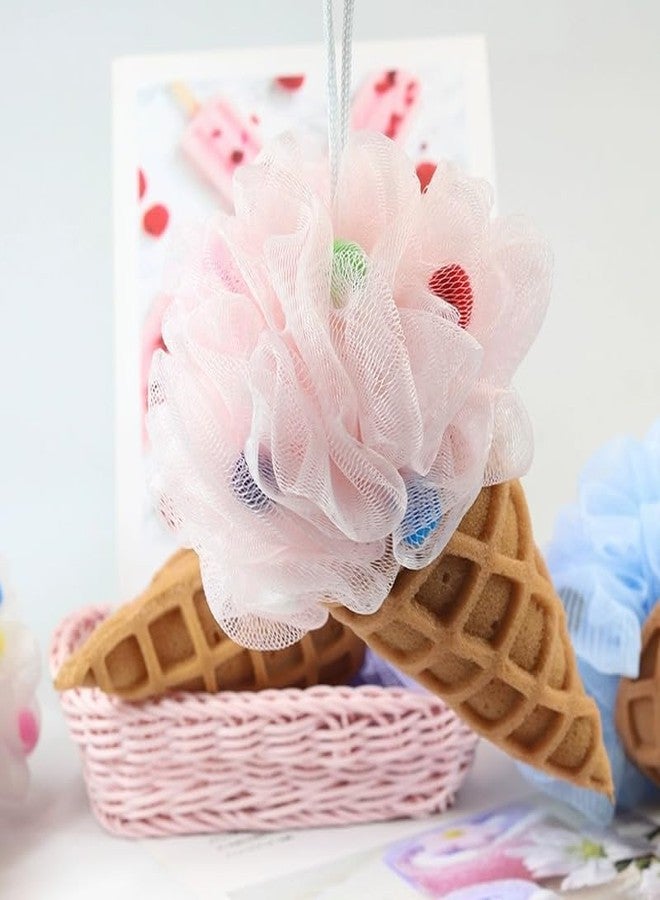 Ximimark 5 pcs Ice Cream Shaped Bath Loofah Cartoon Design Foaming Bath Ball Bath Shower Sponge Exfoliating Mesh Brush Shower Sponge for Bathroom Shower Puff - Image 5