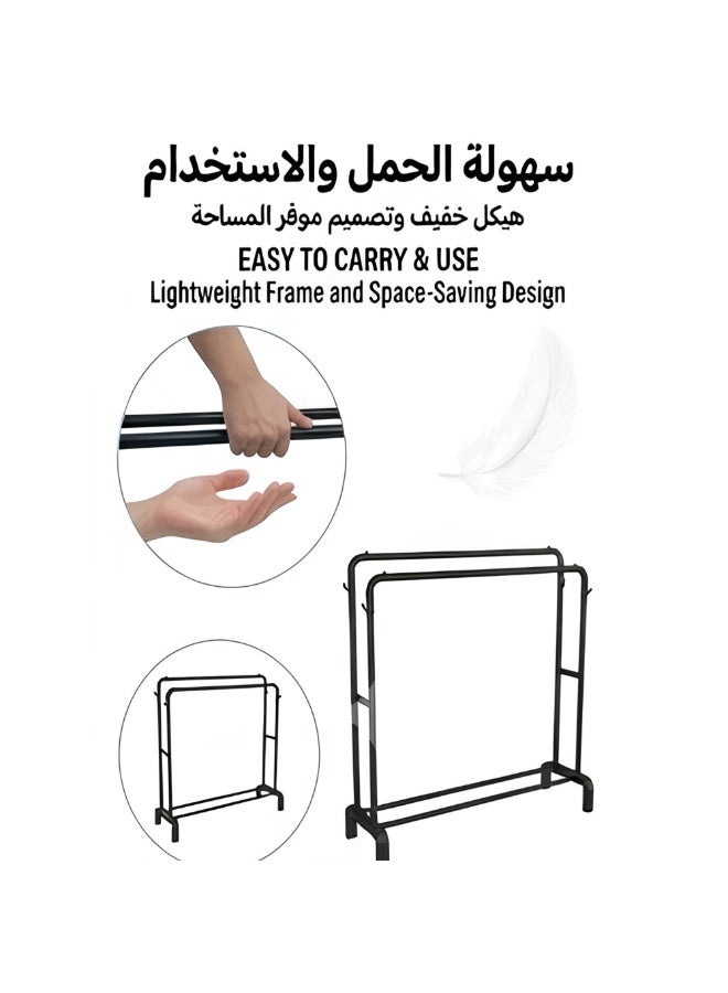 Heavy-Duty Metal Clothes Rack and Organizer Stand – Modern Double Garment Hanging Rail with Bottom Storage Shelves for Shoes, Bags, and Bedroom Organization - Image 5