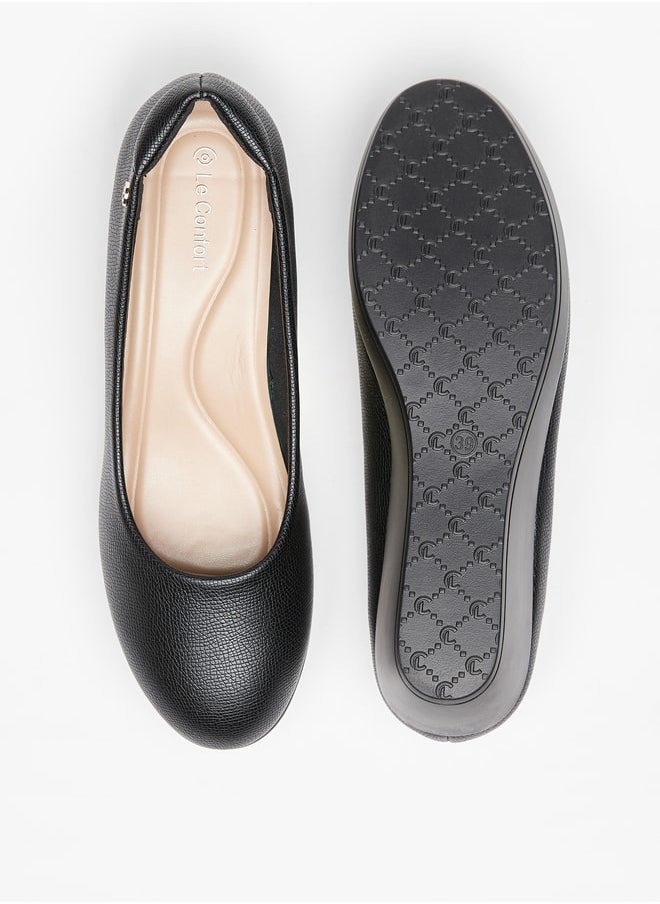 Le Confort - Women's Textured Slip-On Ballerina Shoes with Wedge Heels - Image 1