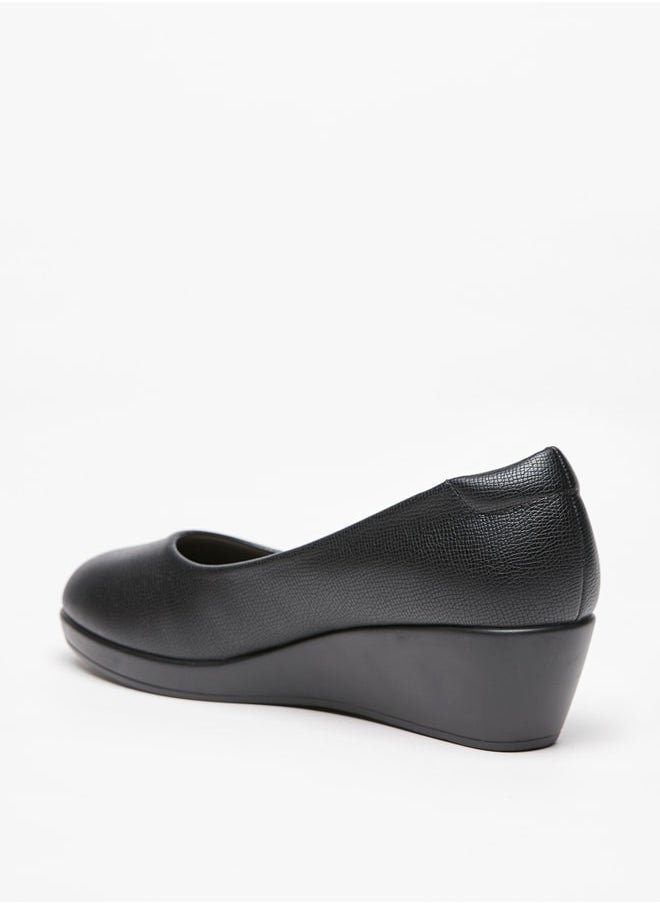 Le Confort - Women's Textured Slip-On Ballerina Shoes with Wedge Heels - Image 1