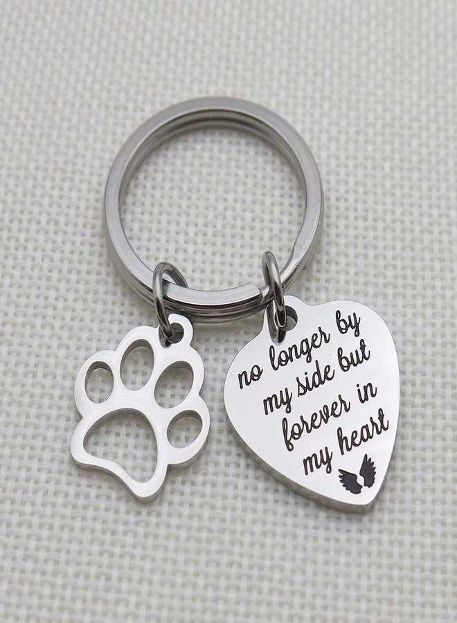 IDLAN Pet Memorial Gift No Longer by My Side But Forever in My Heart Stainless Steel Paw Prints Keychain Pet Sympathy Gift - Image 5