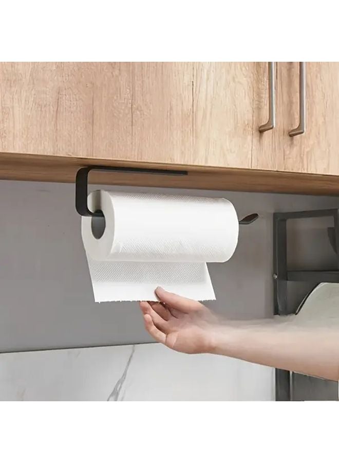 Black Self Adhesive Wall Mounted Tissue Holder No Drilling Easy Installation Dual Purpose Kitchen Bathroom Storage Organizer - Image 2