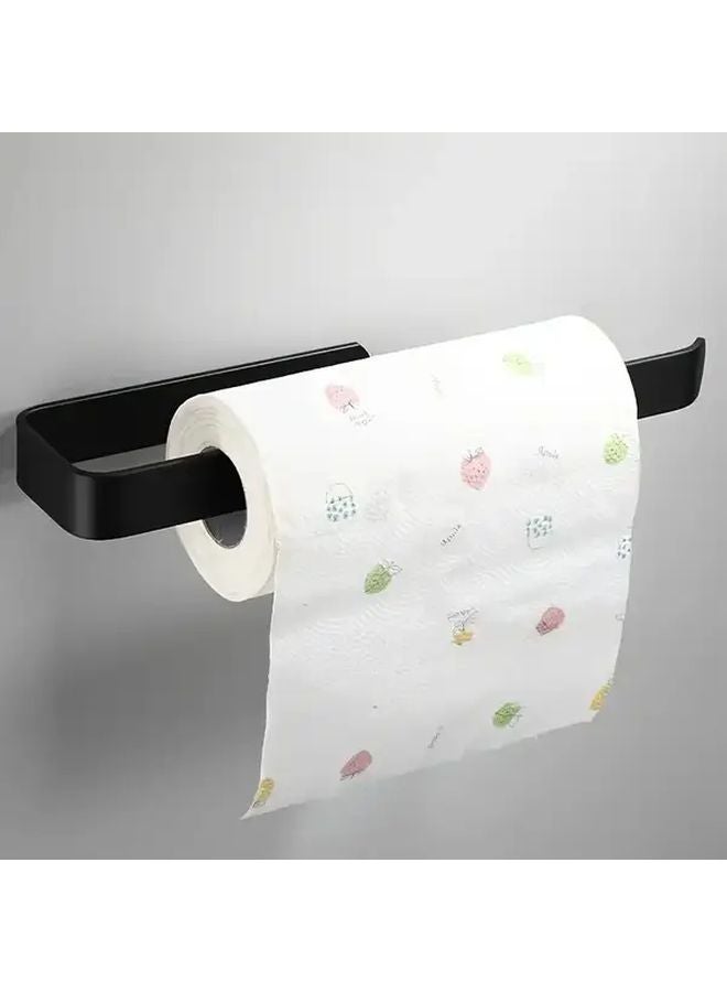 Black Self Adhesive Wall Mounted Tissue Holder No Drilling Easy Installation Dual Purpose Kitchen Bathroom Storage Organizer - Image 4