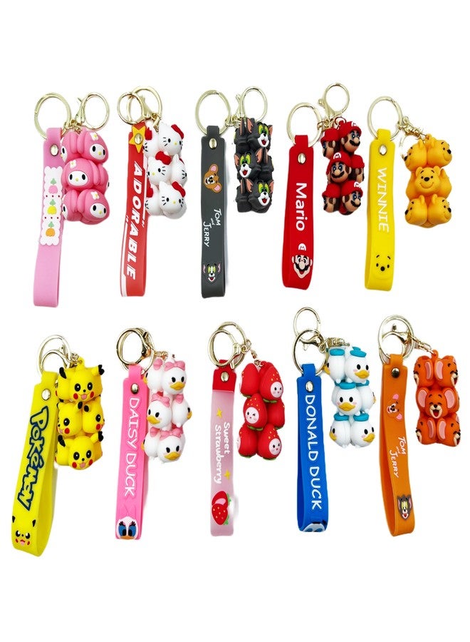 Buko Fashionable Silicone 3D Grape Style Keychain Backpack Charms Cute Famous Cartoon Characters For Bag Pendant Keychains Car Key Ring (Donald Duck) - Image 5