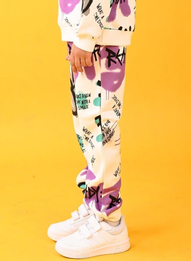 ANTHRILO Girl's Fleece Regular Fit Trackpant and Joggers with Waisted Elastic | Casual Wear and Printed Jogger for Girls | Ready for That Fleece Girls Jogger - White 12-14 Years - Image 2