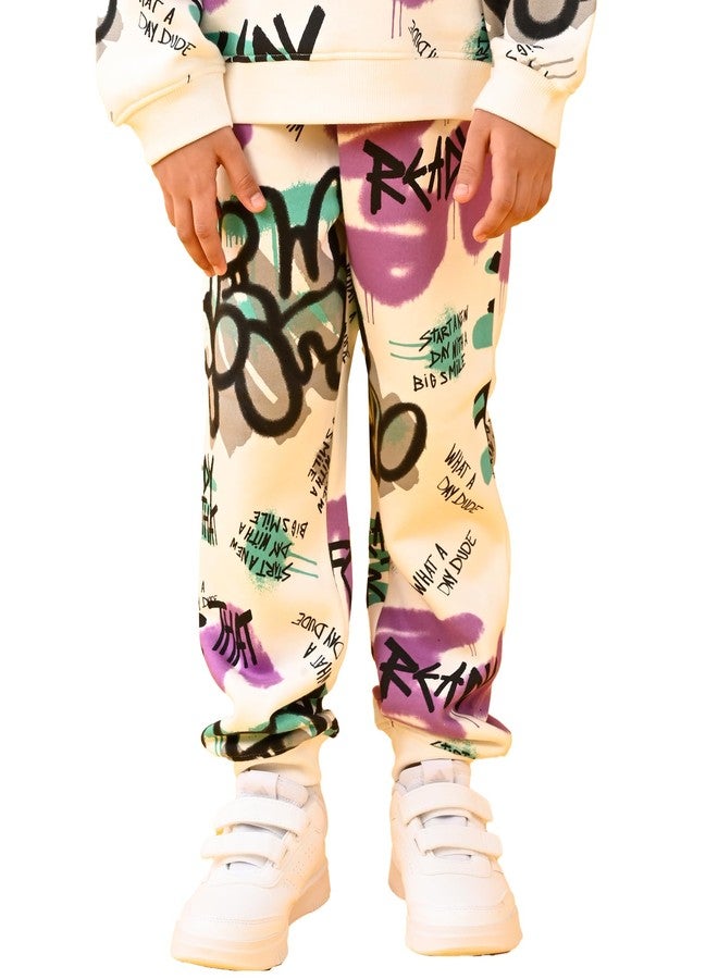 ANTHRILO Girl's Fleece Regular Fit Trackpant and Joggers with Waisted Elastic | Casual Wear and Printed Jogger for Girls | Ready for That Fleece Girls Jogger - White 12-14 Years - Image 1