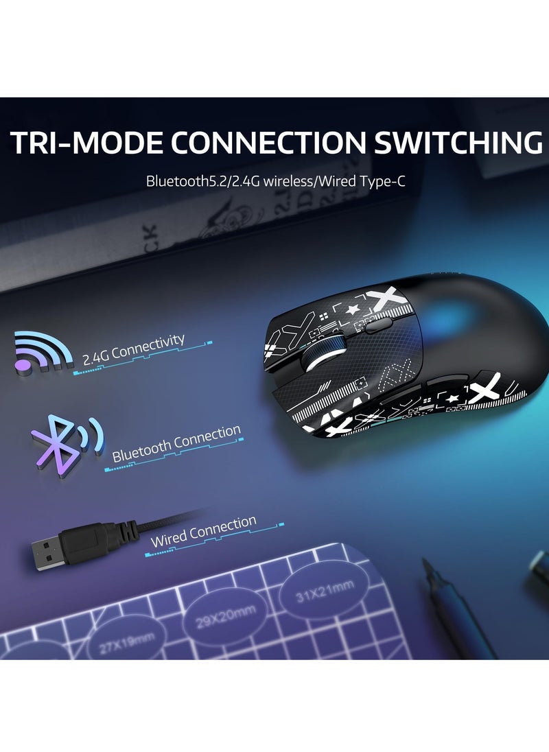 Attack Shark - R1 Wireless Gaming Mouse,Tri-Mode Connection (2.4G/Wired/BT5.2),55g Lightweight,18K DPI Optical Sensor,HUYU 20 Million Key Life,Ergonomic Design,for PC/Laptop/Win/Mac - Image 1