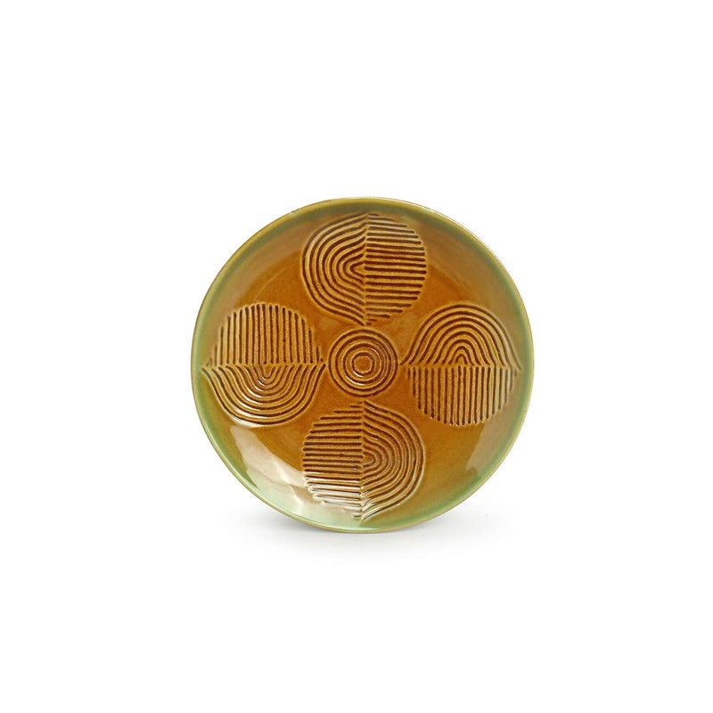 ExclusiveLane 'Peacock Boulevard' Hand-Engraved Small Ceramic Plates Ceramic Quarter Plates Side Plates (Set of 4, Dishwasher & Microwave Safe) - Ceramic Plate Snacks Plates Pasta Plates Dinnerware - Image 3