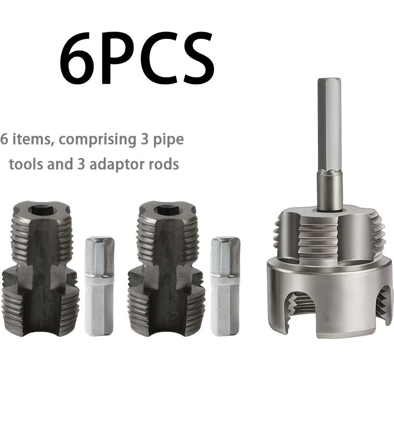 6Pcs Heavy Duty Pipe Threading Tool Set Internal External Combo Tap Wrench - Image 1