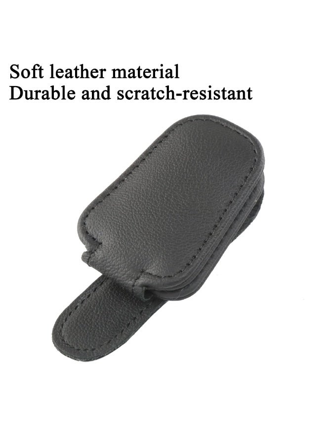 Generic Magnetic Leather Sunglasses Holder for Car Visor – Premium Leather, Strong Grip, One-Hand Operation, and Easy Installation – Ideal Car Accessory for All Vehicles  - Image 3