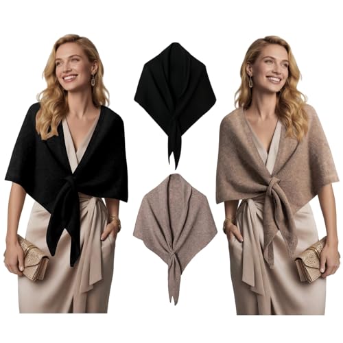 Xfopz Winter Shawl Wraps Women Knitted Shawls and Wraps Cardigan Cape Wool Cashmere Shoulder Top Sweater Scarf, Ponchos for women, Pashmina womens shawl (Black) - Image 3