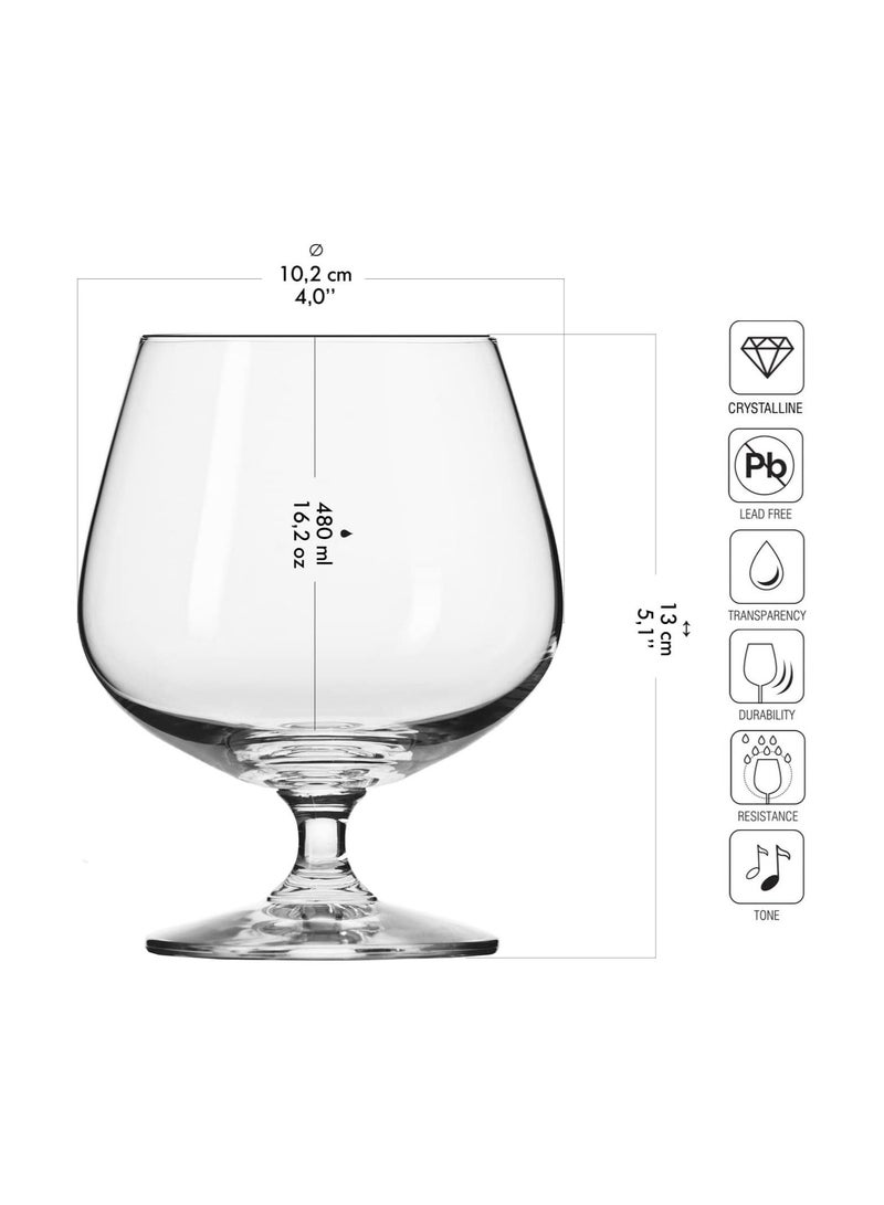 Krosno Cognac Snifter Glasses Set of 6 16.2 oz Balance Collection - Image 4
