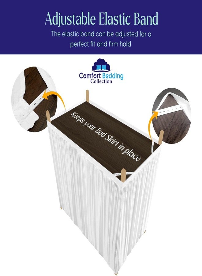 Comfort Bedding Collection تنورة سرير غرفة النوم - توين XL - بيضاء 34" انخفاض، مصممة من مزيج قطن 100% لغطاء الغبار للجامعات والأسرة التوأم الطويلة جداً - Image 4