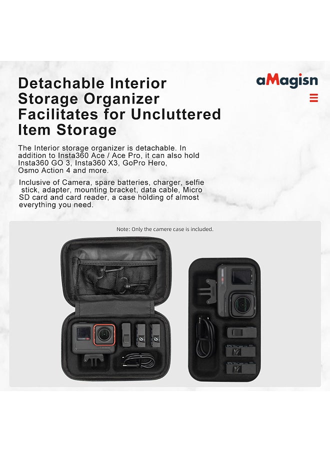 aMagisn - AC03 Sports Camera Case Portable Storage Bag for Camera with Semi-open Design Detachable Interior Organizer Camera Protective Bag with Straps Compatible with Insta 360 Ace - Image 1