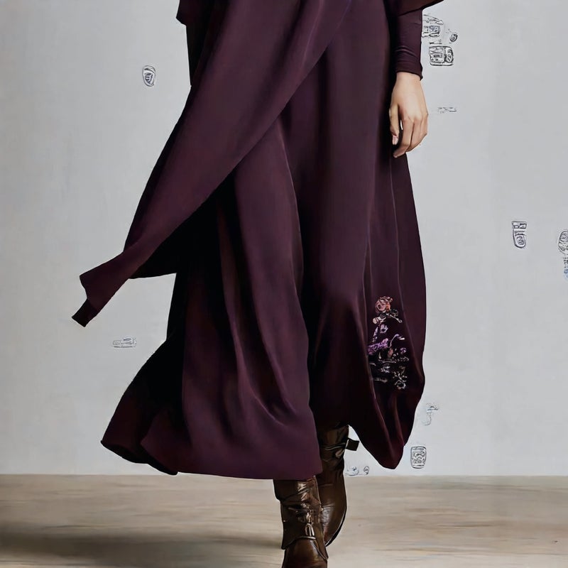 Women's Long Sleeve Loose Fit Embroidered Maxi Dress - Image 3