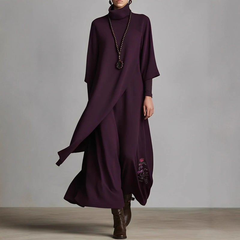 Women's Long Sleeve Loose Fit Embroidered Maxi Dress - Image 1