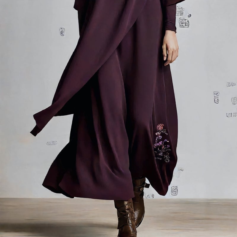 Women's Long Sleeve Loose Fit Embroidered Maxi Dress - Image 4