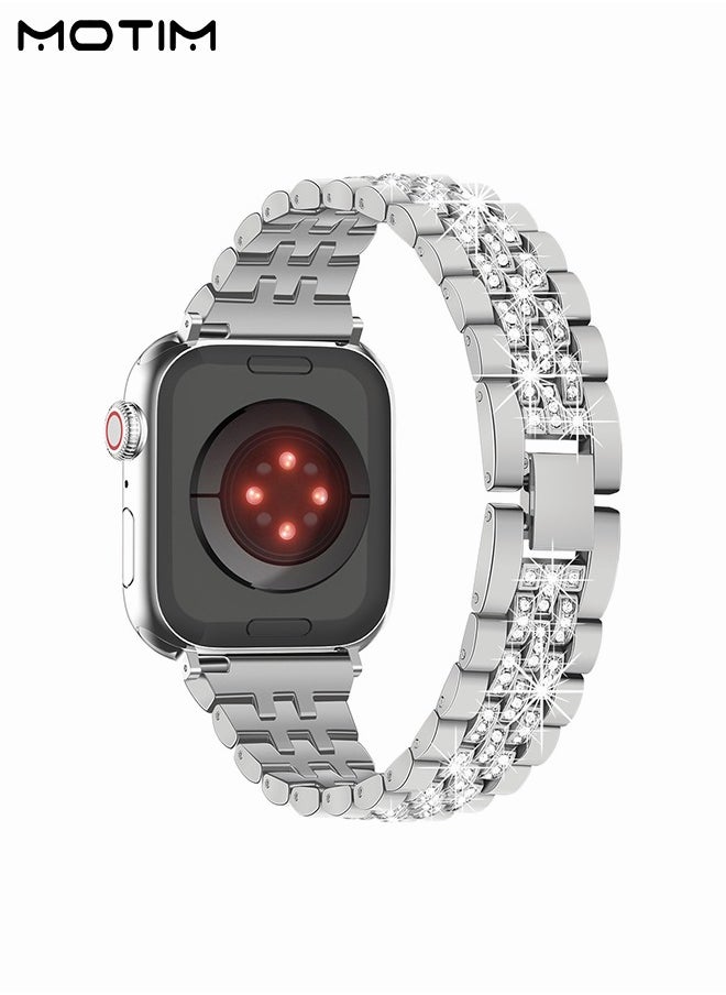 Motim - Metal Apple Watch Band 49mm 45mm 44mm 42mm for iWatch Series 9, SE, Ultra 2, Ultra, 10/9/8/7/6, Diamond Rhinestone Bling Band Bracelet, Women iWatch Replacement Band Ultra/SE/Series 10/9/8/7/6 - Image 1